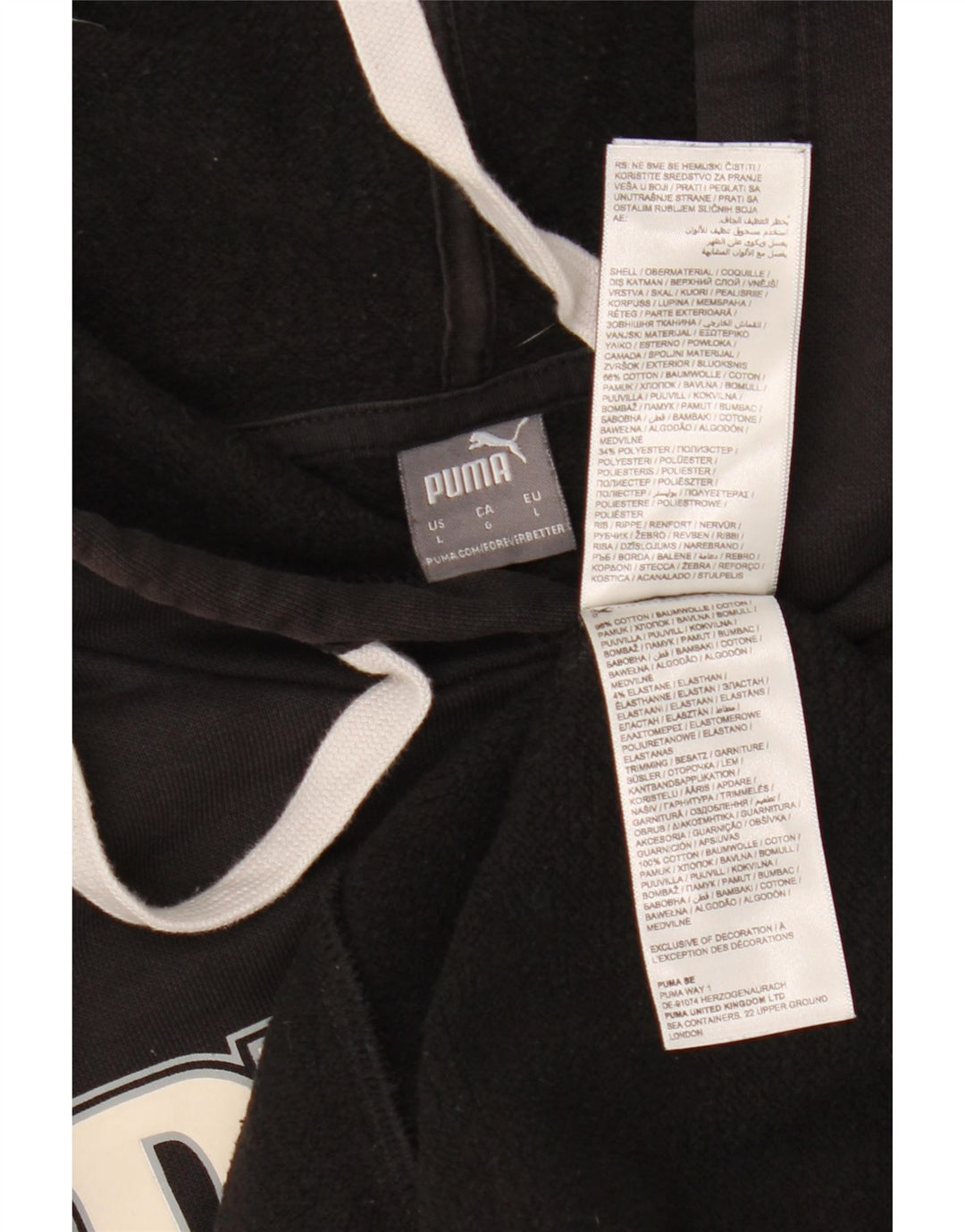 PUMA Womens Graphic Hoodie Jumper UK 16 Large Black Cotton
