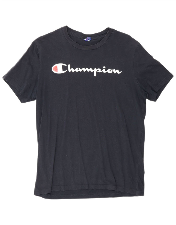 Champion Mens Graphic T-Shirt Top Medium Navy Blue