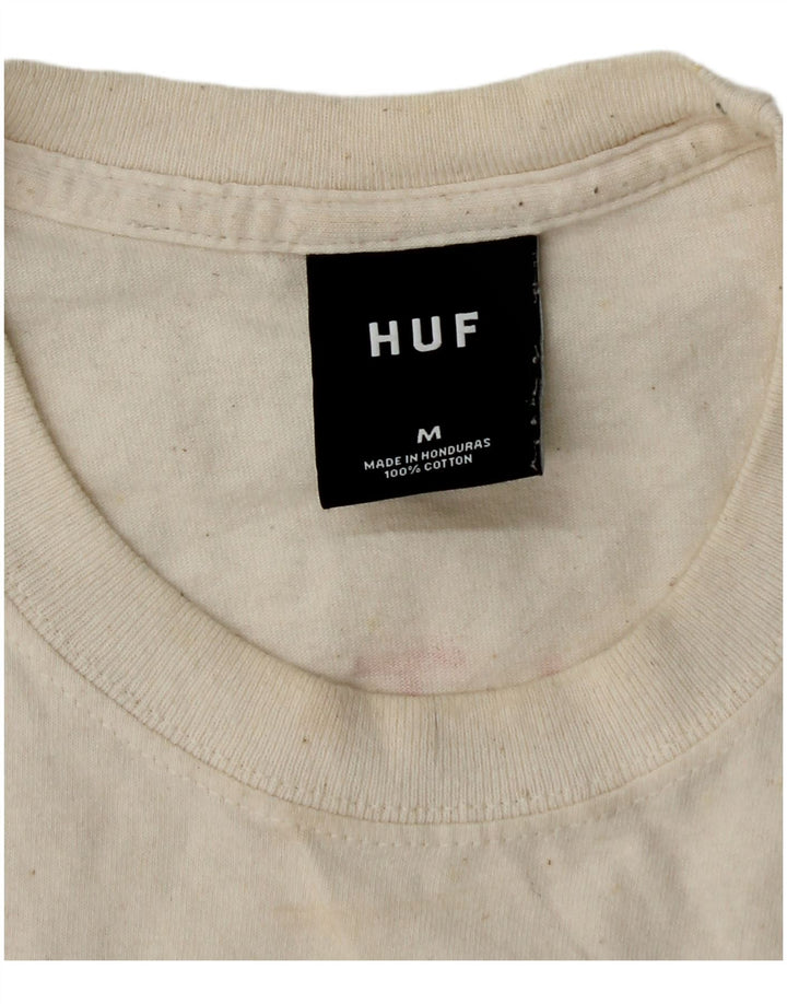 HUF Mens Graphic T-Shirt Top Medium White Cotton