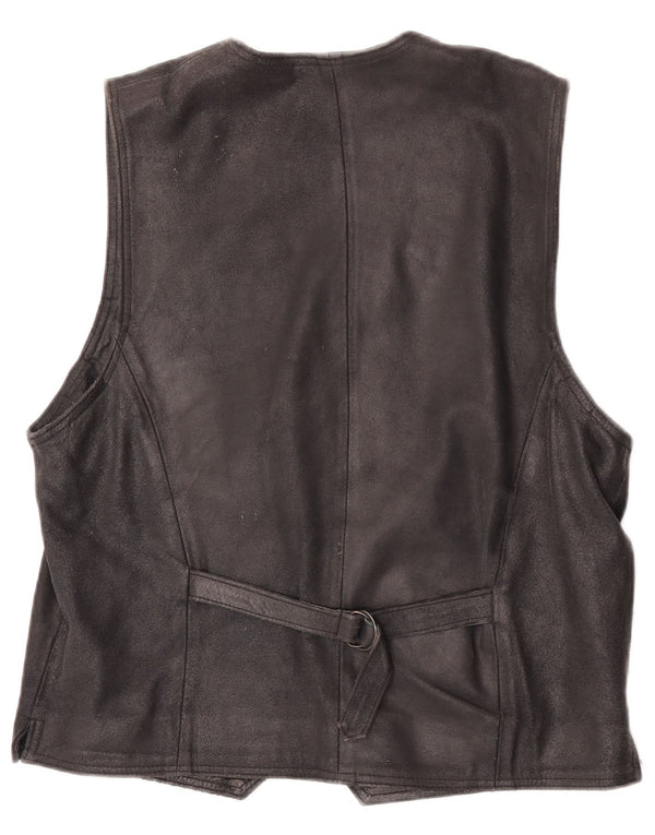 Vintage Mens Suede Waistcoat IT 48 Medium Black Leather