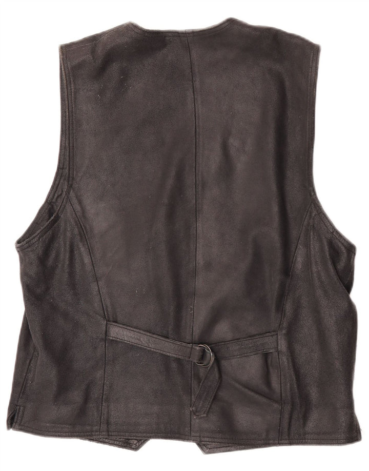 Vintage Mens Suede Waistcoat IT 48 Medium Black Leather
