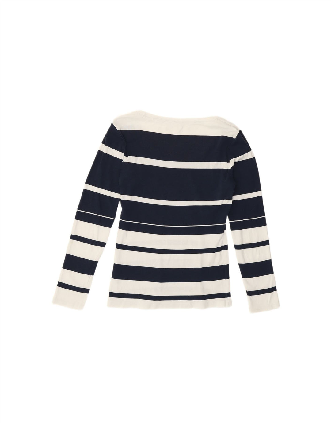 TOMMY HILFIGER Womens Top Long Sleeve UK 12 Medium Navy Blue Striped