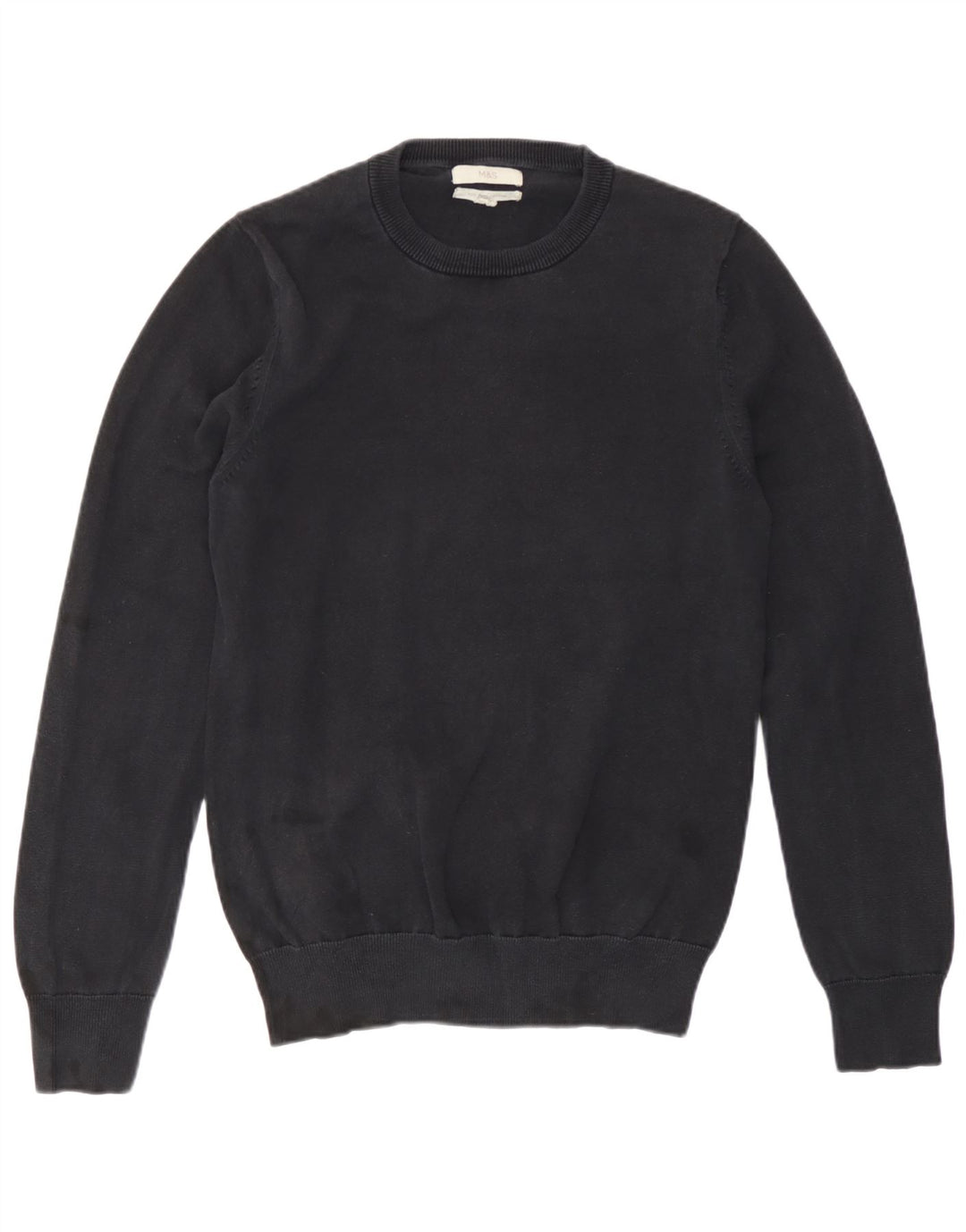 Marks & Spencer Mens Crew Neck Jumper Sweater Small Navy Blue Cotton
