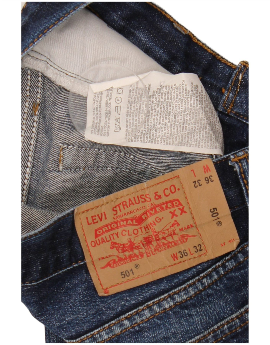 Levi's Mens 501 Straight Jeans W36 L32 Blue Cotton