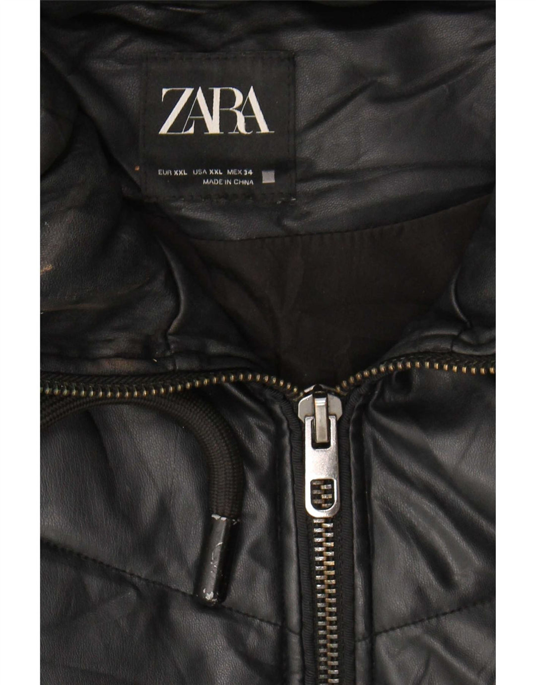 Zara Womens Hooded Oversized Padded Jacket UK 20 2XL Black Polyurethane
