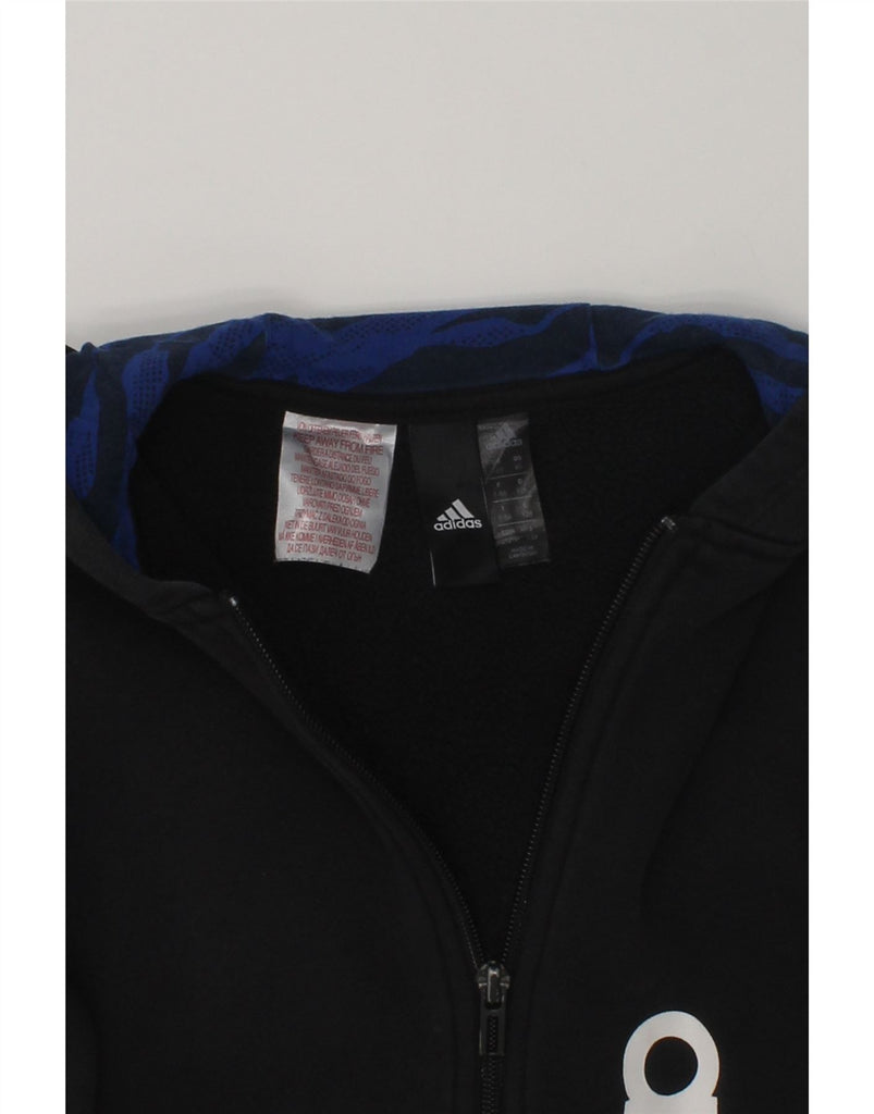 ADIDAS Boys Graphic Zip Hoodie Sweater 7-8 Years Black Cotton | Vintage Adidas | Thrift | Second-Hand Adidas | Used Clothing | Messina Hembry 