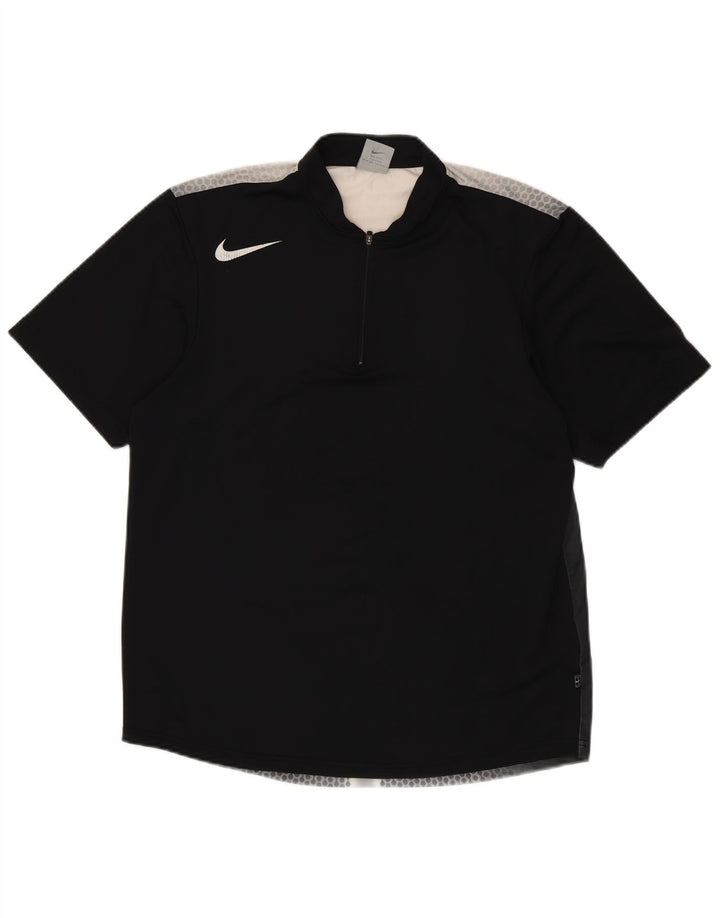 NIKE Mens Dri Fit T-Shirt Top UK 39/41 Medium Black Spotted Polyester