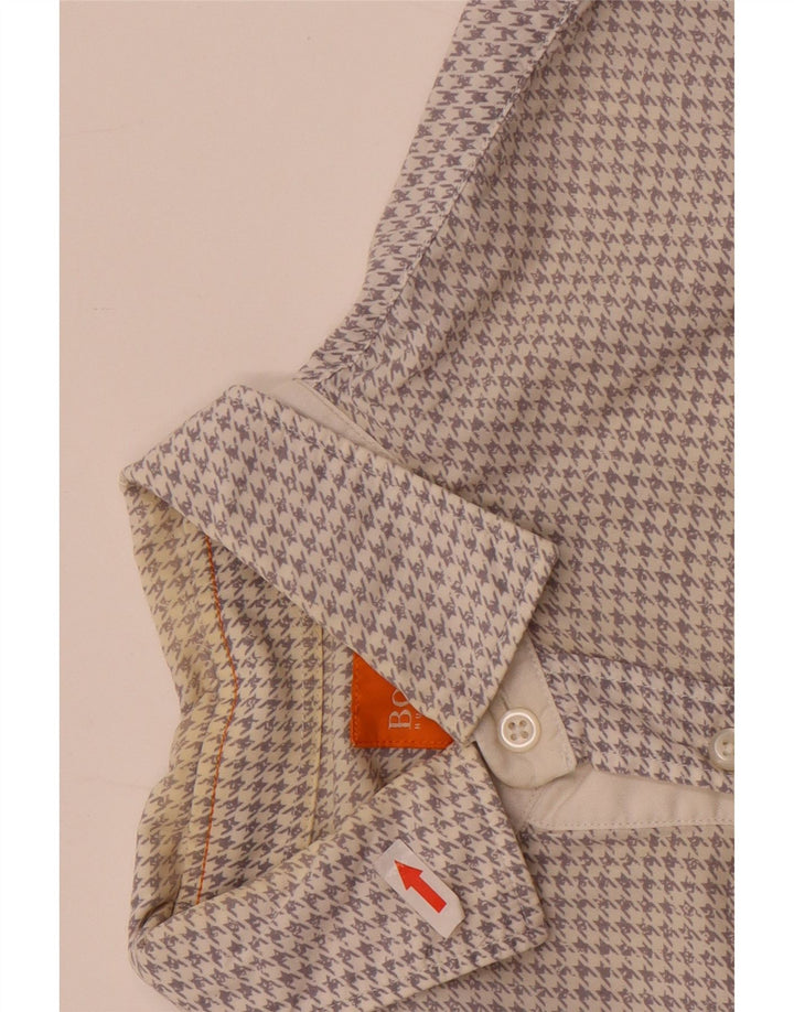 Hugo Boss Mens Slim Fit Shirt Small White Houndstooth