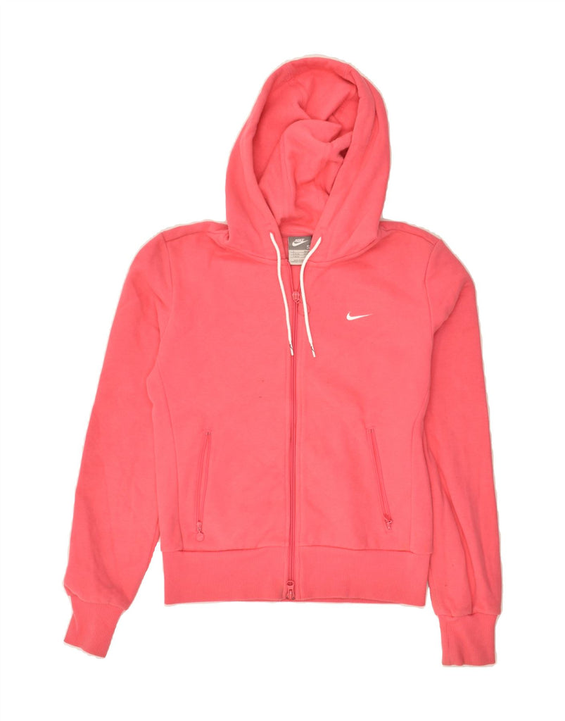 NIKE Womens Zip Hoodie Sweater UK 8/10 Small Pink Cotton Vintage Nike and Second-Hand Nike from Messina Hembry 