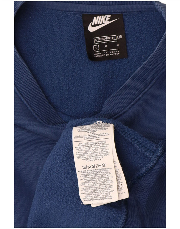 NIKE Mens Graphic Standard Fit Sweatshirt Jumper Large Blue Cotton