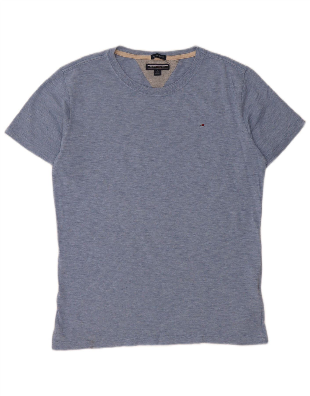 TOMMY HILFIGER Boys T-Shirt Top 13-14 Years Blue Flecked Cotton