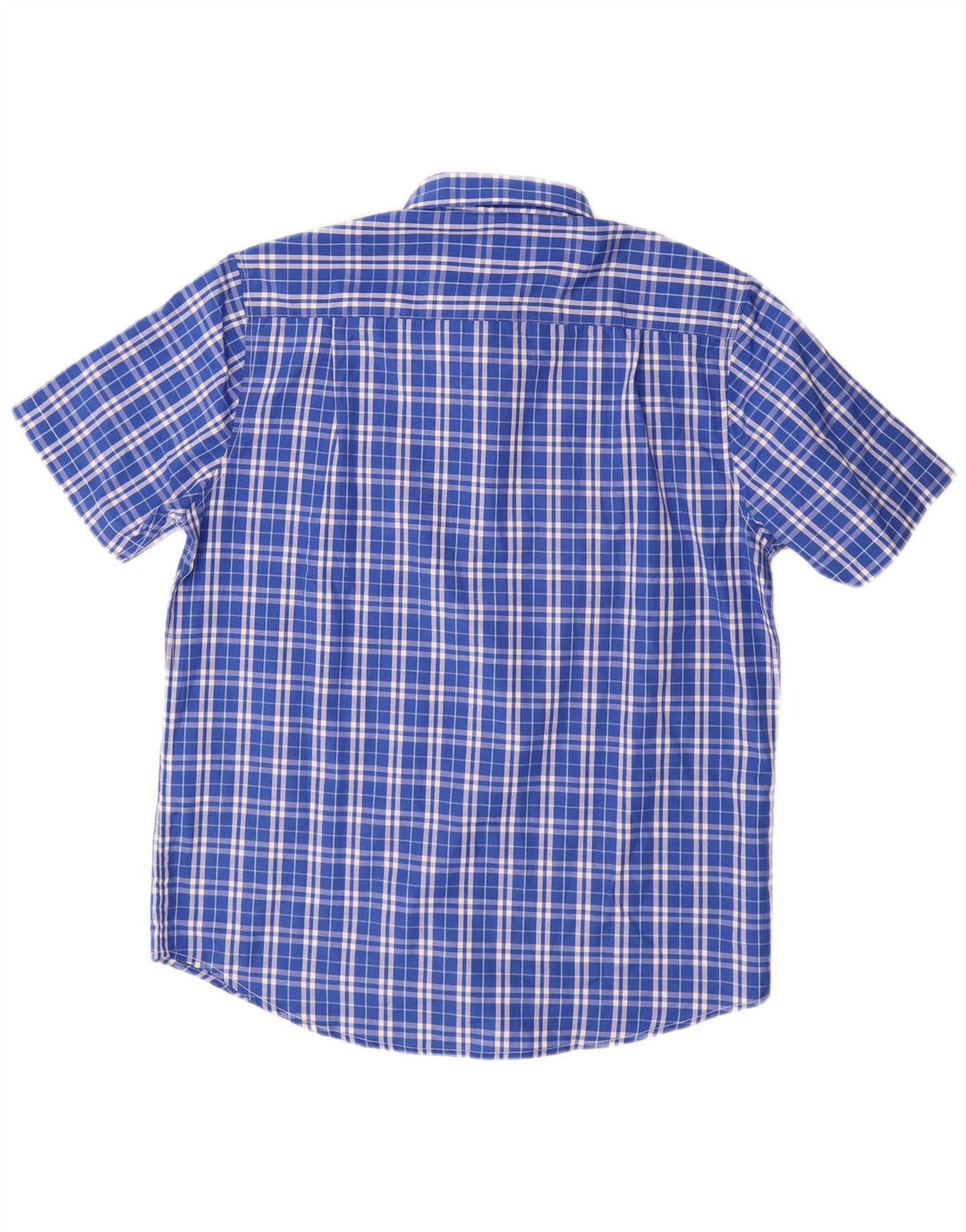 James Pringle Mens Short Sleeve Shirt Medium Blue Check Polyester