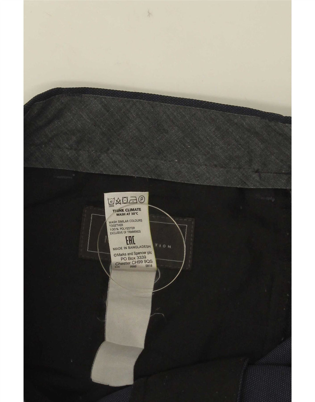 Marks & Spencer Mens Straight Regular Fit Suit Trousers W38 L28 Navy Blue