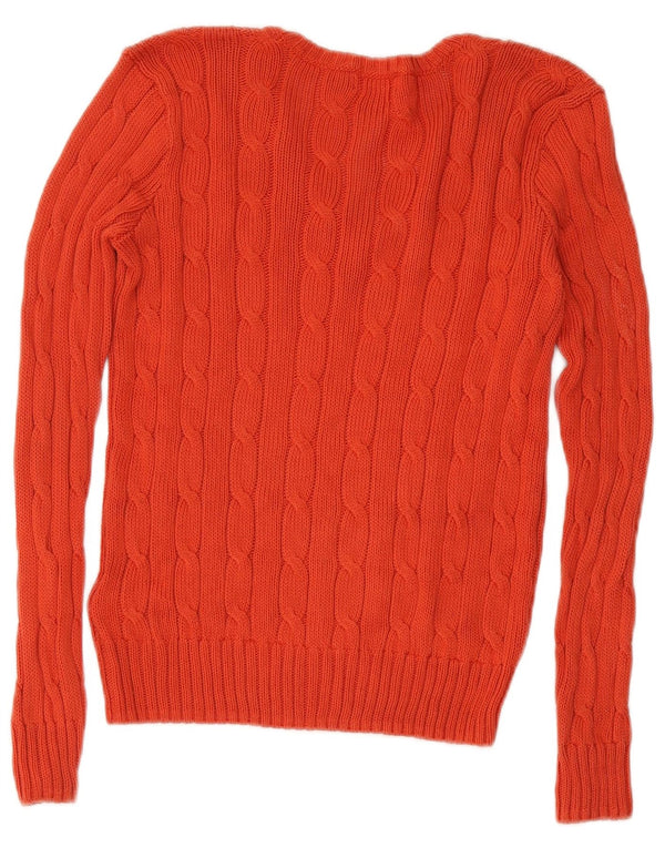 Polo Ralph Lauren Womens V-Neck Jumper Sweater UK 8 Small Red Cotton