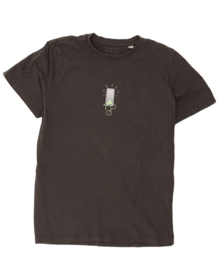 Adidas Mens Graphic T-Shirt Top Large Grey Cotton