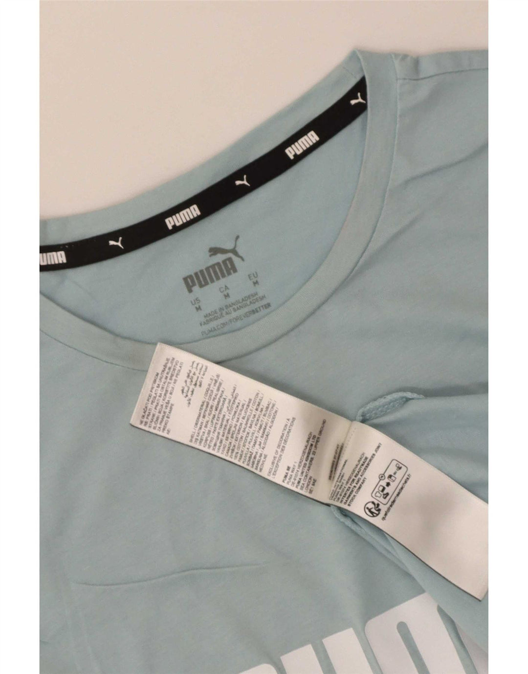 Puma Womens Graphic T-Shirt Top UK 12 Medium Blue Cotton