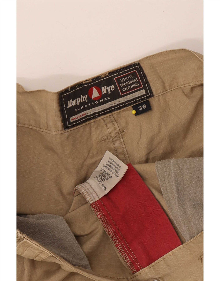 Murphy & Nye Mens Cargo Shorts W38 XL Beige Cotton