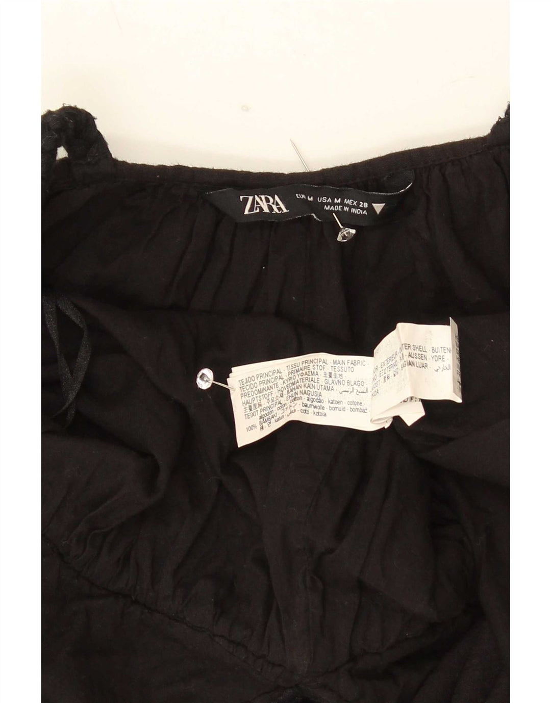 Zara Womens Playsuit UK 12 Medium Black Cotton