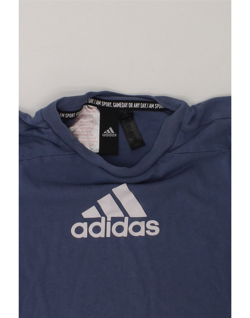 ADIDAS Boys Graphic T-Shirt Top 6-7 Years Navy Blue Cotton | Vintage Adidas | Thrift | Second-Hand Adidas | Used Clothing | Messina Hembry 