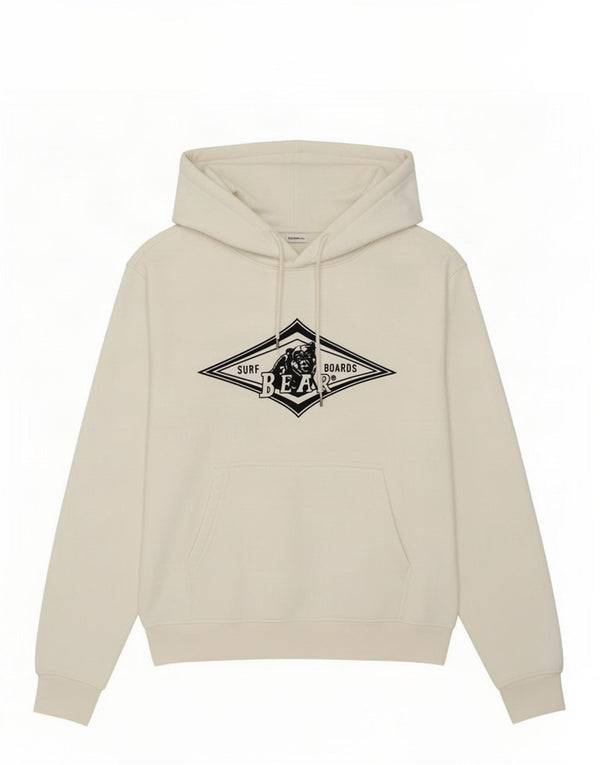 Bear Mens Graphic Hoodie Jumper Medium White Cotton