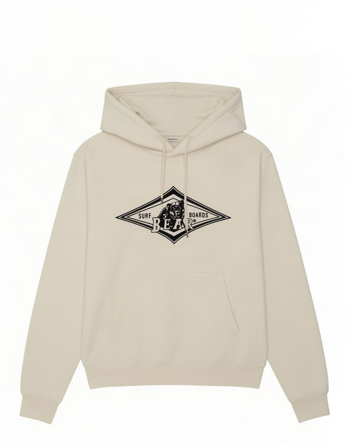 Bear Mens Graphic Hoodie Jumper Medium White Cotton