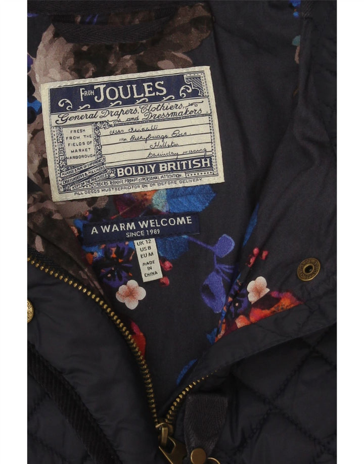 Joules Womens Quilted Jacket UK 12 Medium  Navy Blue Polyamide