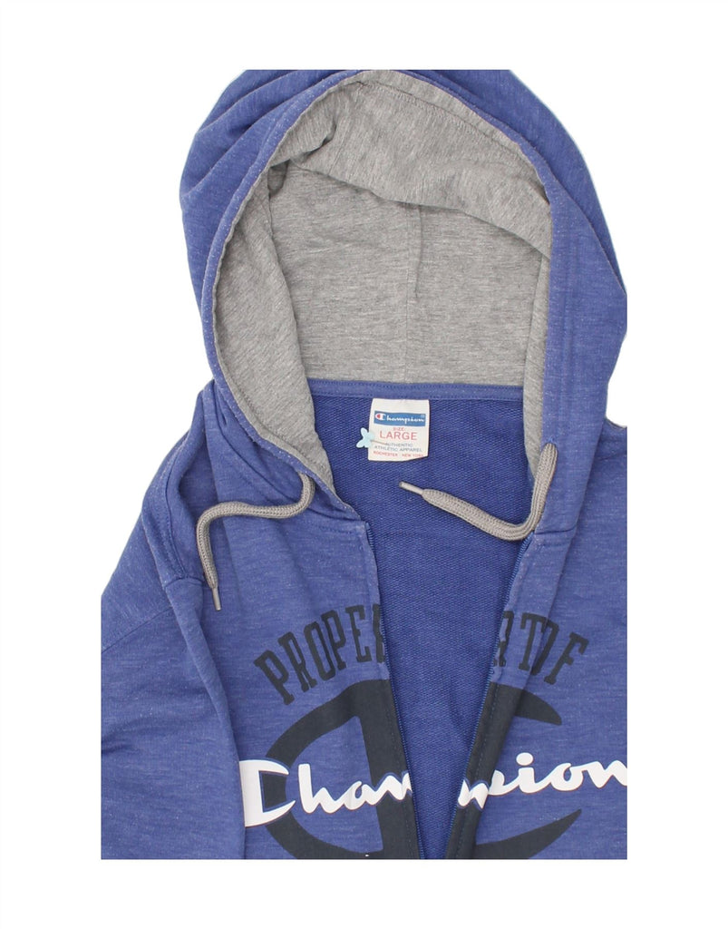 CHAMPION Mens Graphic Zip Hoodie Sweater Large Blue | Vintage Champion | Thrift | Second-Hand Champion | Used Clothing | Messina Hembry 