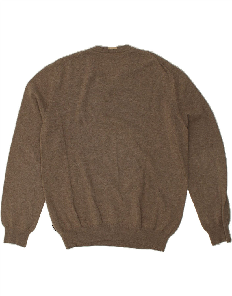 HUGO BOSS Mens V-Neck Jumper Sweater Large Grey Wool | Vintage Hugo Boss | Thrift | Second-Hand Hugo Boss | Used Clothing | Messina Hembry 