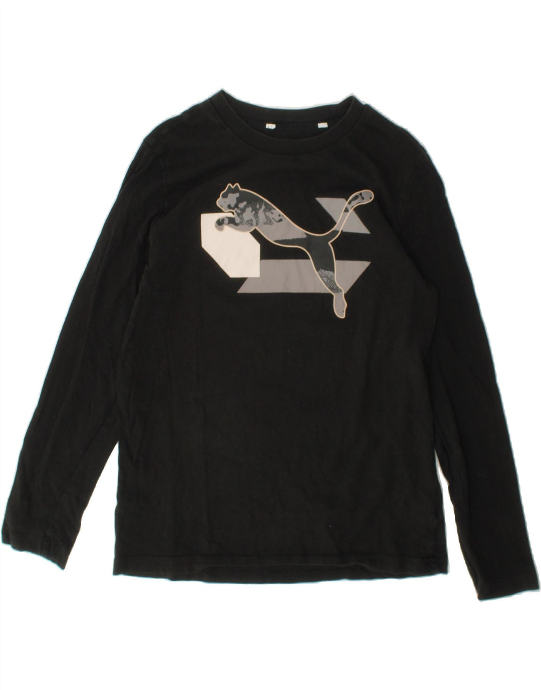 PUMA Boys Graphic Top Long Sleeve 11-12 Years Black Cotton Vintage Puma and Second-Hand Puma from Messina Hembry 