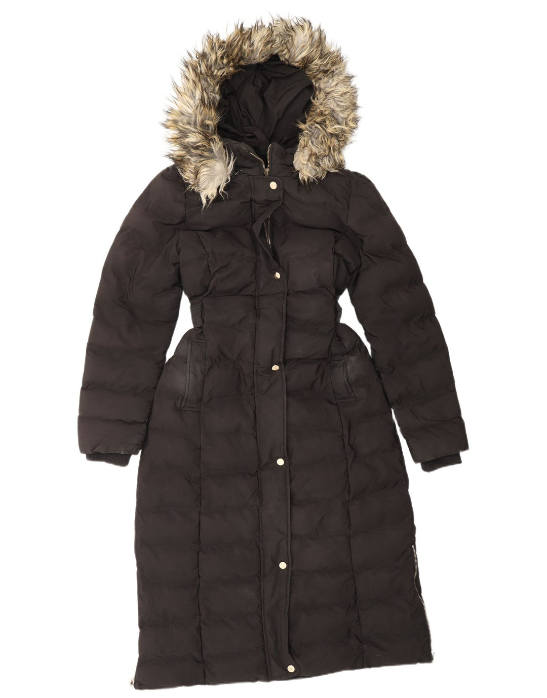 OASIS Womens Hooded Padded Coat UK 12 Medium Black Polyester