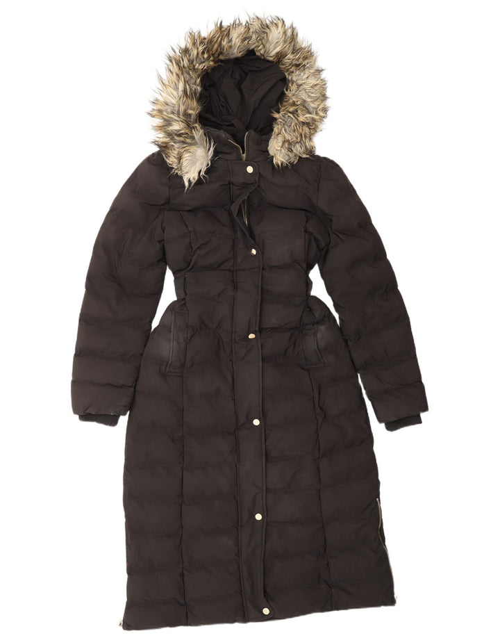 OASIS Womens Hooded Padded Coat UK 12 Medium Black Polyester