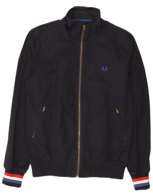 Fred Perry Mens Bomber Jacket UK 38 Medium Navy Blue Cotton