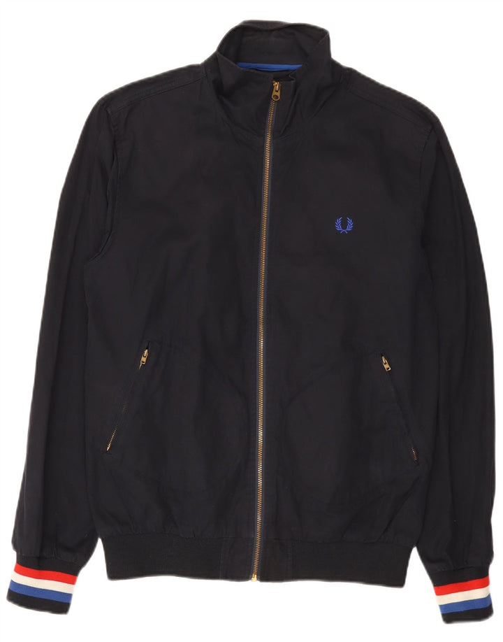 Fred Perry Mens Bomber Jacket UK 38 Medium Navy Blue Cotton