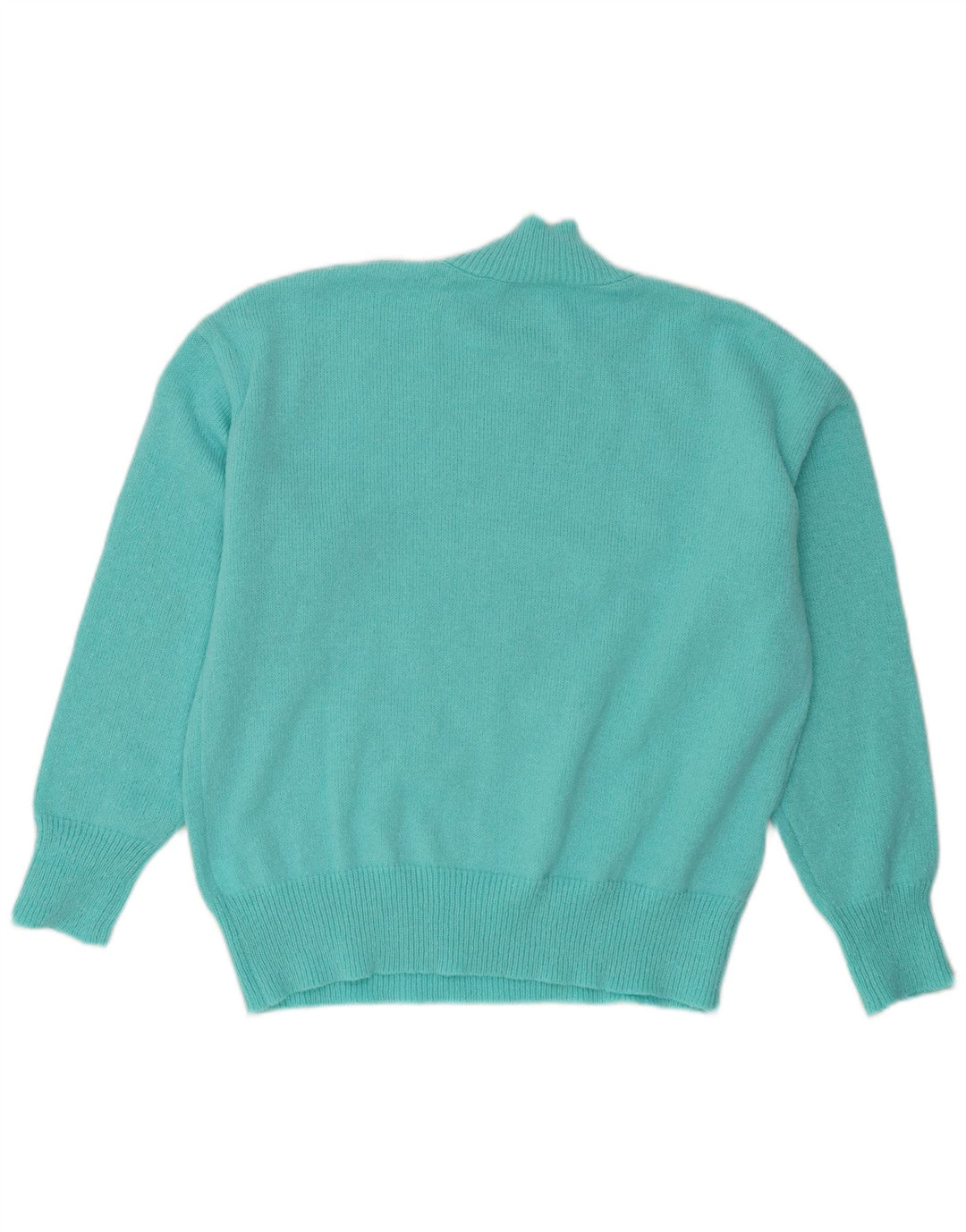 Vintage Womens Oversized Turtle Neck Jumper Sweater UK 14 Medium Turquoise