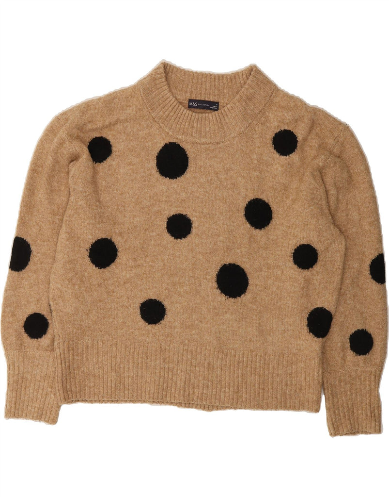 MARKS & SPENCER Womens Crop Turtle Neck Jumper Sweater UK 14 Medium Brown Vintage Marks & Spencer and Second-Hand Marks & Spencer from Messina Hembry 