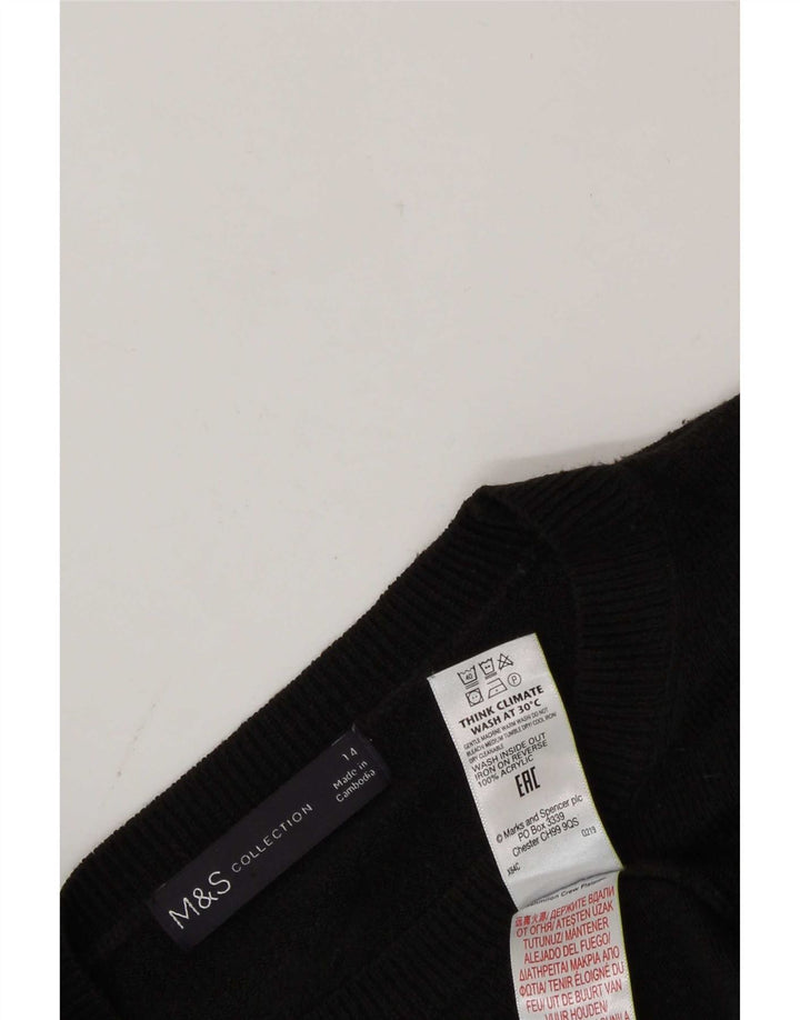 Marks & Spencer Womens Crew Neck Jumper Sweater UK 14 Medium Black Acrylic
