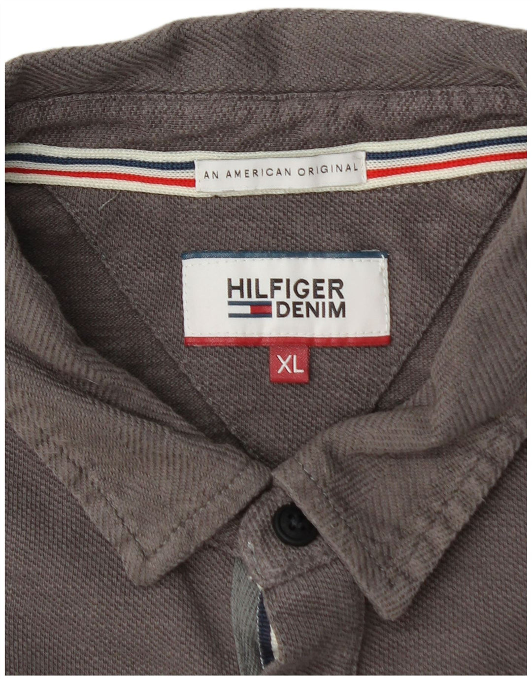TOMMY HILFIGER Mens Graphic Long Sleeve Polo Shirt XL Grey