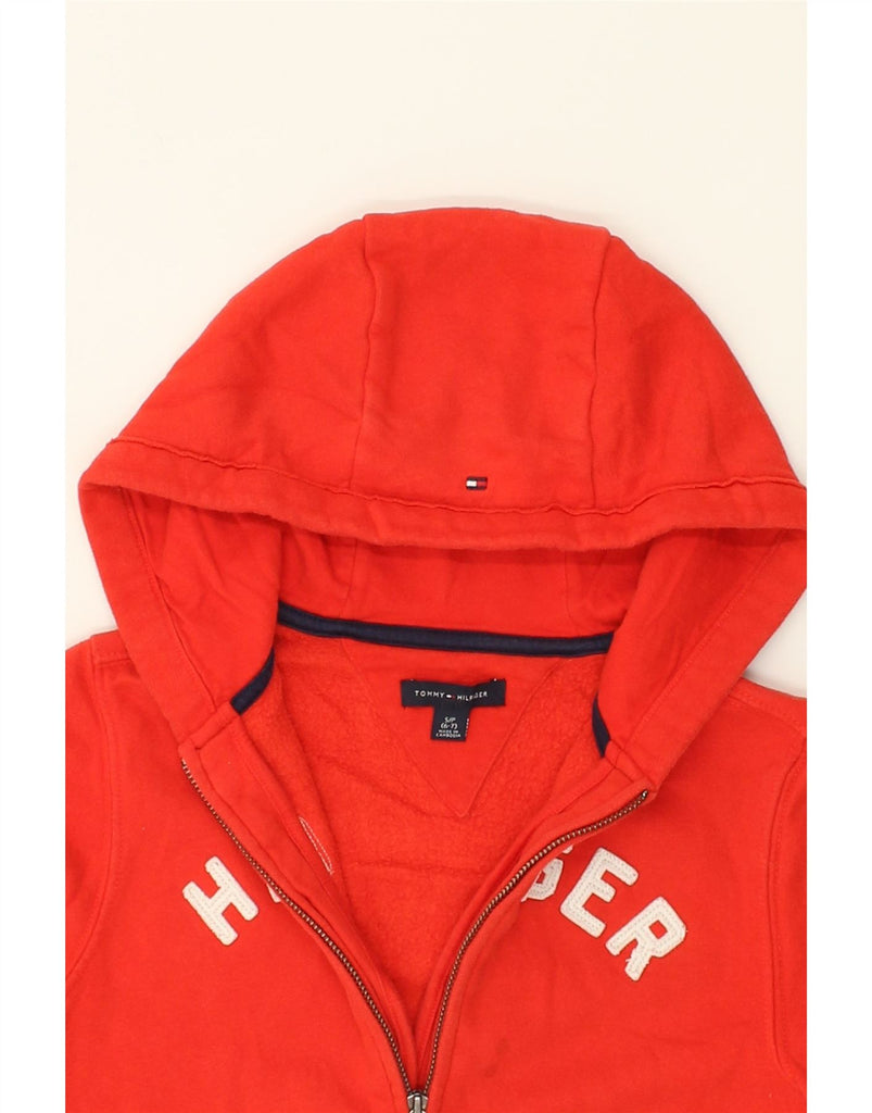 TOMMY HILFIGER Girls Graphic Zip Hoodie Sweater 6-7 Years Small Red Cotton | Vintage Tommy Hilfiger | Thrift | Second-Hand Tommy Hilfiger | Used Clothing | Messina Hembry 