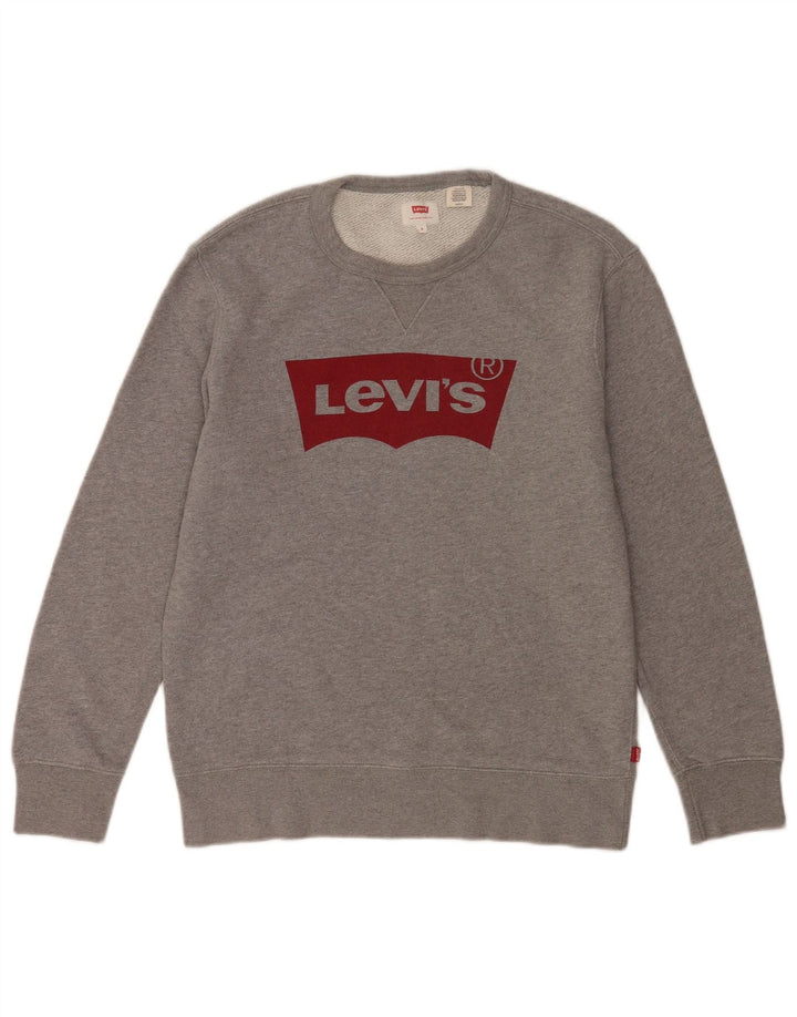 Levi's Mens Graphic Sweatshirt Jumper Small Grey Cotton