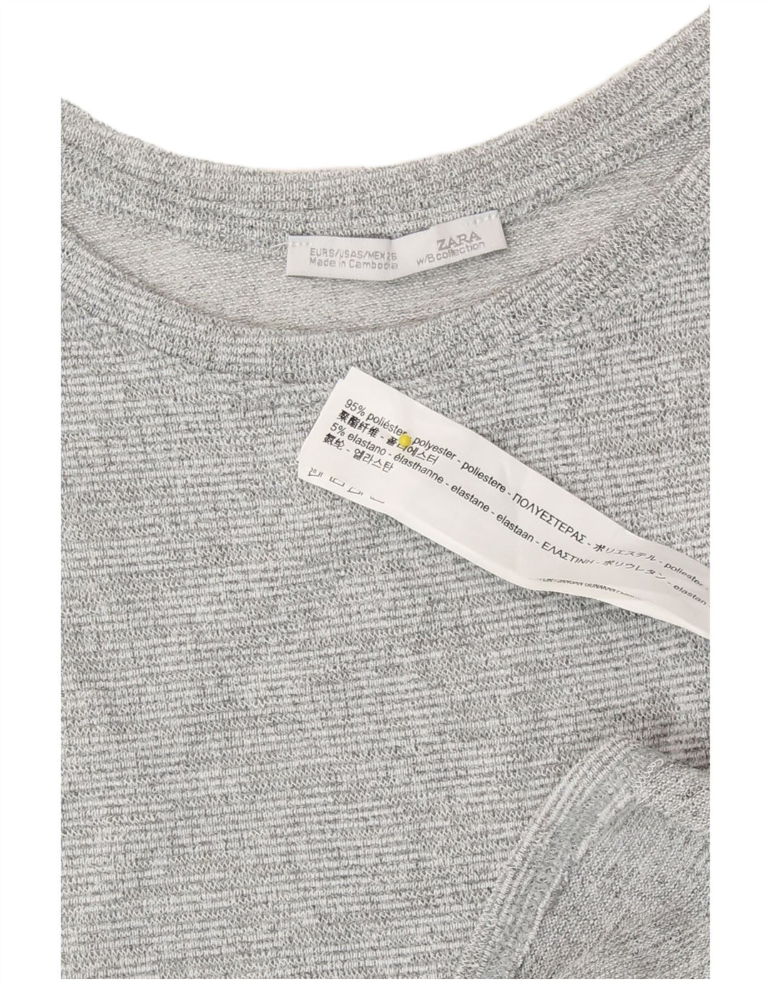 Zara Womens Longline Top Long Sleeve UK 10 Small Grey Flecked Polyester
