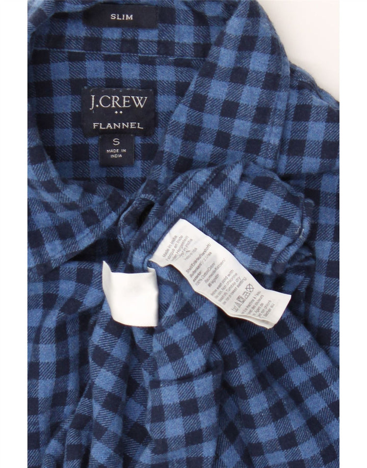J. Crew Mens Slim Fit Flannel Shirt Small Blue Gingham Cotton