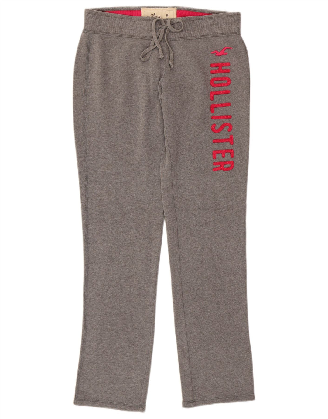 HOLLISTER Womens Graphic Tracksuit Trousers UK 14 Medium  Grey Cotton