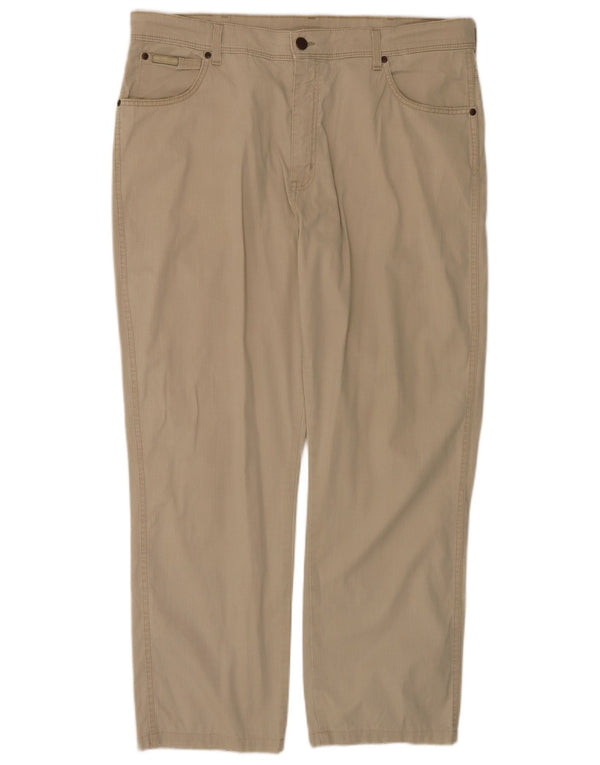 Wrangler Mens Texas Stretch Straight Casual Trousers W40 L30 Beige Cotton