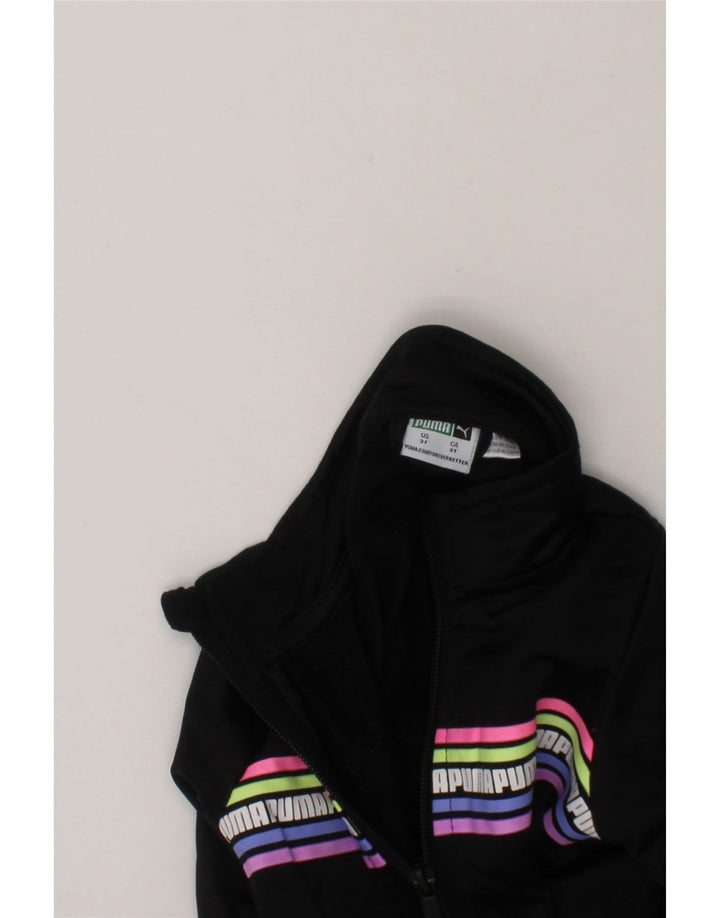 PUMA Girls Graphic Tracksuit Top Jacket 2-3 Years Black Polyester Vintage Puma and Second-Hand Puma from Messina Hembry 