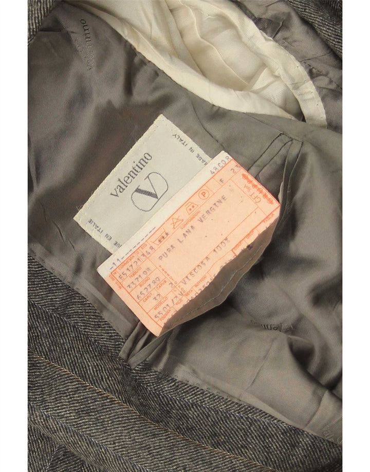 Valentino Mens 2 Button Blazer Jacket IT 48 Medium Grey Striped Virgin Wool
