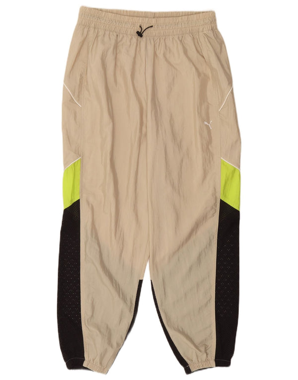 Puma Womens Tracksuit Trousers Joggers UK 14 Large  Beige Colourblock