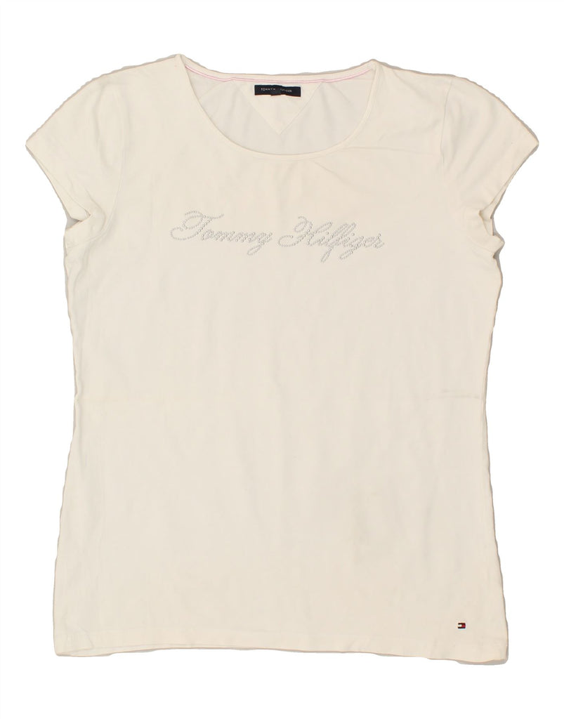 TOMMY HILFIGER Womens Graphic T-Shirt Top UK 18 XL White | Vintage Tommy Hilfiger | Thrift | Second-Hand Tommy Hilfiger | Used Clothing | Messina Hembry 