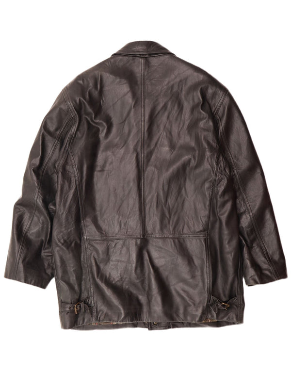VINTAGE Mens Leather Jacket IT 54 2XL Black Leather