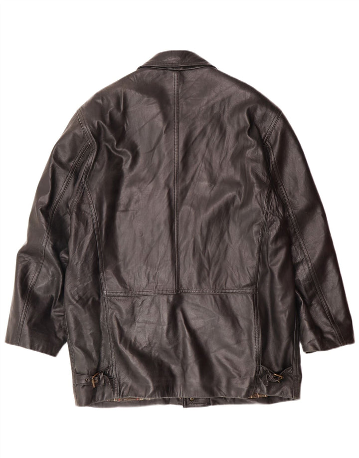 VINTAGE Mens Leather Jacket IT 54 2XL Black Leather