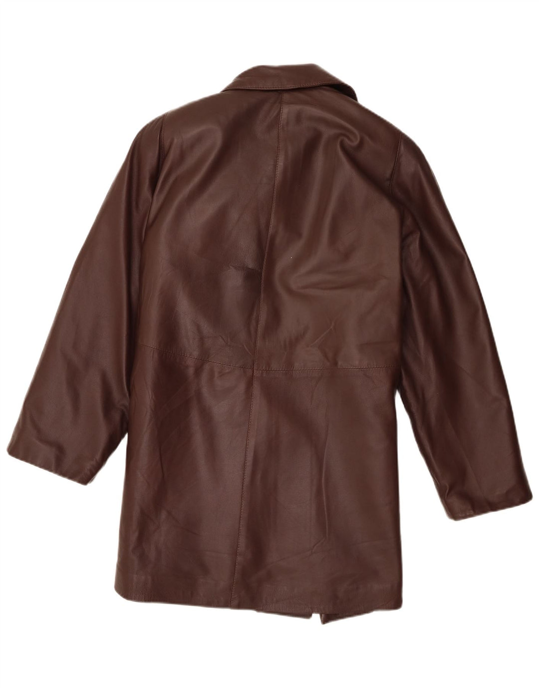Vintage Womens Leather Coat UK 14 Large Brown